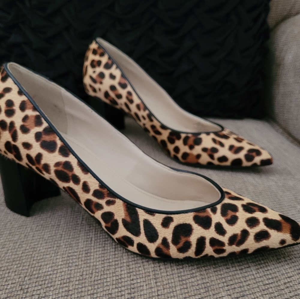 MARC FISHER MANA GENUINE LEATHER LEOPARD PRINT PUMPS
